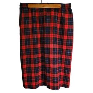 Vintage Pendleton Mason Tartan Skirt 12 Wool Blue Red Plaid Lined Knee Length